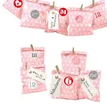 Produktbild: Frau WUNDERVoll® DIY Adventskalender zum Befüllen Bescherung: Set Stern 109, Papiertueten flach 13x16,5cm, rosa Stern, Ziffern rosa-rot