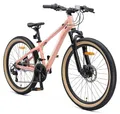 Produktbild: BIKESTAR Kinder Fahrrad Aluminium Mountainbike 21 Gang Shimano, Scheibenbremse ab 9 Jahre | 24 Zoll Kinderrad MTB | Berry