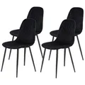 Produktbild: 4er-Set Polsterstühle - schwarz - Samtvelours Esszimmerstuhl Küchenstuhl