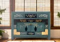 Produktbild: OPIUM OUTLET chinesische Kommode Sideboard Schrank Möbel orientalisch chinesisch Schränkchen Anrichte blau Shabby Chic Stil Kolonialstil vintage antik Holz
