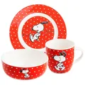 Produktbild: Porzellan Set Teller, Schale & Tasse United Peanuts Snoopy (Trio rouge)