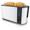 Produktbild: Arendo Automatik Langschlitz Toaster mit Brötchenaufsatz, Familientoaster für 4 Scheiben, Display, Auftaufunktion, Weiß