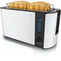 Produktbild: Arendo Automatik Langschlitz Toaster mit Brötchenaufsatz, Familientoaster für 4 Scheiben, Display, Auftaufunktion, Weiß