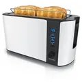 Produktbild: Arendo Automatik Langschlitz Toaster mit Brötchenaufsatz, Familientoaster für 4 Scheiben, Display, Auftaufunktion, Weiß