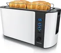 Produktbild: Arendo Toaster 4 Scheiben, Langschlitztoaster, Langschlitz, Edelstahl, 1500W, Display mit Restzeitanzeige, Brötchenaufsatz, Defrost Funktion, Wärmeisolierendes Gehäuse, Weiß