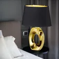 Produktbild: LED Design Nacht Schreib Tisch Leuchte schwarz gold Schlaf Zimmer Keramik Lampe