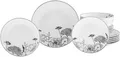 Produktbild: CreaTable Teller-Set Luna Black Flower, Tellerset 18-tlg (18-tlg), 6 Personen, Porzellan, Harmonische Coupeform