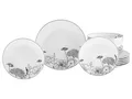 Produktbild: CreaTable, 22673, Serie Luna Black Flower, 18-teiliges Geschirrset für 6 Personen, Teller Set aus Porzellan, spülmaschinen- und mikrowellengeeignet, Qualitätsproduktion