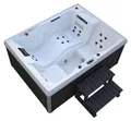 Produktbild: HOME DELUXE - Outdoor Whirlpool - STREAM PLUS Treppe und Thermoabdeckung - Maße: 211 x 157 x 75 cm - Inkl. Heizung, 24 Massagedüsen und 4 äußeren Lichtquellen I Außen Whirlpool Spa für 3 Personen