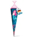 Produktbild: itenga Motiv Schultüte Mädchen 85cm – eckig mit Tüllverschluss – stabile Zuckertüte Einschulung mit Motiv (Einhorn, Pferd, Meerjungfrau, Prinzessin) (Meerjungfrau)