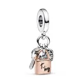 Produktbild: PANDORA Bicolor Schlüssel, Vorhängeschloss & Herz Dreifacher Charm-Anhänger aus Sterling-Silber und rosévergoldete Metalllegierung mit Cubic Zirkonia verziert, 782506C01