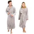Produktbild: Blumtal Bademantel Bademantel Damen und Herren - kuschelig weicher Fleece Bademantel, mit Kapuze & Fronttasche grau XL