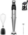 Produktbild: BESROY Stabmixer Set 3 in 1, 1100W Pürierstab Elektrisch Stufenlos, Edelstahl Stabmixer mit Milchschäumer & Schneebesen, Hand Blender, Food Processor, Pürierer für Smoothies, Suppen
