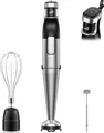 Produktbild: Stabmixer Set 3-in-1 1100W Elektrisch Stufenlos Schwarz Edelstahl Milchschäum...