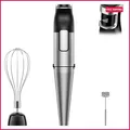 Produktbild: Stabmixer Set 3-in-1 1100W Edelstahl mit Milchschäumer und Schneebesen schwarz