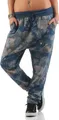Produktbild: 130 Damen Jogginghose Hose Sweatpants Baumwolle Freizeithose Boyfriend Baggy Haremshose Einheitsgröße (36-40) Blumen Muster Print, Dunkelblau