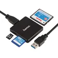 Produktbild: Hama Kartenleser USB 3.0 (Kartenlesegerät für SD, SDHC, SDXC, microSD, microSDHC, microSDXC, CF Speicherkarte, Card Reader mit USB Kabel für Windows PC, Mac, Notebook, Laptop, TV) schwarz