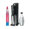 Produktbild: SodaStream Wassersprudler Crystal 3.0 Quick-Connect CO2-Zylinder und 1x Glaskaraffen, Silber, Schwarz/Titan, 45 cm