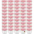 Produktbild: 50 Stück WELLGRO Vorratsglas Einmachgläser Schraubdeckel rot kariert - 230 ml - Rot