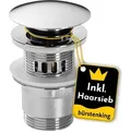 Produktbild: Bürstenking Ablaufgarnitur Waschbecken – Ablaufventil mit Haarsieb – für Waschbecken & Waschtisch – 1 1/4