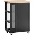Produktbild: Sobuy Fkw75-sch Küchenwagen Servierwagen Beistellwagen Rollwagen Mit 1 Tür Und 3 Regalböden Schwarz Bht Ca.: 60x90x40cm