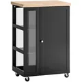 Produktbild: Sobuy Fkw75-sch Küchenwagen Servierwagen Beistellwagen Rollwagen Mit 1 Tür Und 3 Regalböden Schwarz Bht Ca.: 60x90x40cm