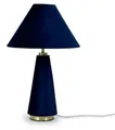 Produktbild: Relaxdays Tischlampe, Samtschirm & Metallfuß, E14, HD 47x30 cm, Nachttischlampe mit Kabel, Schlafzimmer, dunkelblau/gold