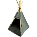Produktbild: Spetebo - Haustier Zelt Aus Holz Und Filz In Grau Mit Kissen - Ca. 80x44x42 Cm - Stabiles Katzen Tipi Hunde Zelt Haus Bett Waschbar Schlafplatz