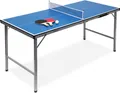 Produktbild: Relaxdays Klappbare Tischtennisplatte, HBT: 71 x 150 x 67 cm, tragbarer Ping Pong Tisch, Netz, Bälle, Schläger, blau