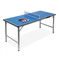 Produktbild: Relaxdays Unisex Jugend Midi Indoor Klappbare Tischtennisplatte, HBT: 71 x 150 x 67 cm, tragbarer Ping Pong Tisch, Netz, Bälle, Schläger, blau