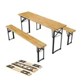 Produktbild: Juskys Bierzeltgarnitur Bichl 3-teilig klappbar - Gartenmöbel-Set aus 1 Biertisch + 2 Bierbänke