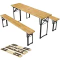 Produktbild: Juskys - Bierzeltgarnitur Bichl 3-teilig Klappbar - Gartenmöbel-set Aus 1 Biertisch + 2 Bierbänke – Festzeltgarnitur Biertischgarnitur Holz Metall