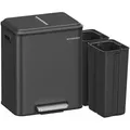 Produktbild: SONGMICS Küchenabfallsystem, 2 x 15 L, 2 Fächer für Recycling und Restmüll, Mülleimer, Inneneimer, Stahl, Soft-Close-Deckel, Breites robustes Pedal, Tinten-Schwarz