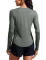 Produktbild: Damen Sport Leichtes Langarmshirt Oberteile Yoga Rundhalsausschnitt Laufen Wo...
