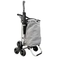 Produktbild: Faltbarer Aluminium Einkaufstrolley 57L (48L + 9L Kühlfach) Grau, 50kg Traglast, 35x45x98cm, Eva Treppenräder Ø32cm, Klappbar, Als Sackkarre & Umhängetasche nutzbar, Einkaufswagen Haken