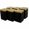 Produktbild: Dosenritter | 6 x edle eckige Vorratsdose/Teedose, aromadicht aus Metall für je 240g Tee, Schwarz Gold | 13 x 9 x 9 cm (H,B,T) | auch ideal als Gewürzdose