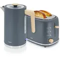 Produktbild: Briebe Nordic Set Toaster 2 Scheiben Breite Schlitze + Wasserkocher 1,7L Elektrischer, SKT1167GRY, Grau, 2200W