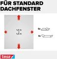 Produktbild: tesa Fliegengitter-Gewebe für Dachfenster Premium, (Packung, 1-St., Fliegennetz, Klettband), mit Klettband, zuschneidbar - Mückenschutz - 120x140 cm