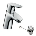 Produktbild: hansgrohe Wasserhahn Focus (Armatur mit Auslauf Höhe 70mm und Zugstangen-Ablaufgarnitur) Chrom