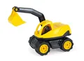 Produktbild: Lena 1261 Workies Bagger 13 cm, Baustellenfahrzeug aus ABS Kunststoff, Spielbagger mit Gummi-Reifen und verzinkten Stahl-Achsen, Schaufelbagger für Mädchen und Jungen ab 18 Monaten, Gelb, Schwarz