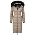 Produktbild: Navahoo Wintermantel Umay langer Damen Winter Steppmantel mit Kunstfellkapuze braun S (36)