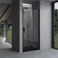 Produktbild: Doporro Nischentür Nischendrehtür Duschabtrennung 80x195 Cm Esg-sicherheitsglas Duschtür Aus Klarglas Mit Hebe- Und Senkmechanismus Teramo36k Schwarz Inkl. Nano-beschichtung