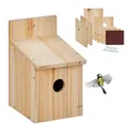 Produktbild: Relaxdays Nistkasten Bausatz für Vögel, 35mm Einflugloch, HBT: 23x14x18 cm, Vogelhaus zum selber Bauen, Holz, Natur