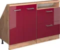 Produktbild: Vicco Küchenschrank für Dachschrägen R-Line, 120 cm 2er Set, Rot Hochglanz/Goldkraft Eiche