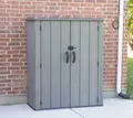 Produktbild: Lifetime Kunststoff Geräte- und Gartenschrank in Holzoptik, dunkelgrau, 70 x 136 x 172 cm