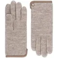 Produktbild: Roeckl Strickhandschuhe Felted Wool (kein Set) Wollhandschuhe mit farbigem Lederabschluss beige 6.5