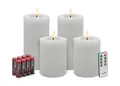 Produktbild: LC Home Candela Lights LED Kerzen Set Flammenlos Echtwachs inklusive Fernbedienung & Batterien Dimmbar Flammenfunktion (Winter Weiß, 4er Set)
