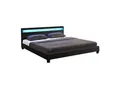 Produktbild: Juskys Polsterbett Paris 140 x 200 cm schwarz – Bett mit LED Beleuchtung, Lattenrost & Kopfteil
