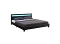 Produktbild: Juskys Polsterbett Paris 140 x 200 cm schwarz – Bett mit LED Beleuchtung, Lattenrost & Kopfteil