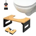Produktbild: eluno Toilettenhocker, Fußbank aus Bambus mit Anti-Rutsch-Pads, platzsparend zusammenklappbar, stabiler Klohocker ideal für Erwachsene und Kinder bietet Entlastung bei Verstopfung, Blähungen (Schwarz)